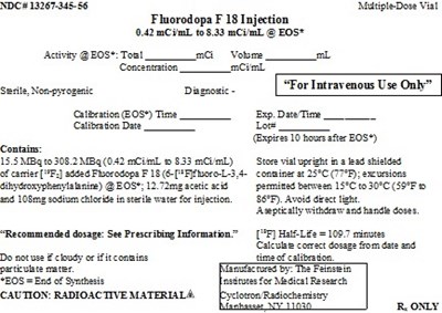 FDOPA Lead Pig Label 8.33mCi per mL.jpg FDOPA Lead Pig Label - FDOPA Lead Pig Label 8.33mCi per mL